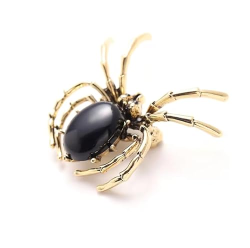 LKHFNBMUDCSX Schwarze Brosche mit Spinne für Damen, Insekten-Brosche, 5.3*4.5cm, Edelstahl, Zirkonia von LKHFNBMUDCSX
