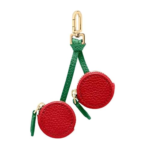 Münzgeldbörse, niedlicher Schlüsselanhänger, Mini-Tasche, Charm, Obst-Ledertasche, Geschenk für Mädchen, Frauen, Kinder (Kirsche) von LKHSYAN