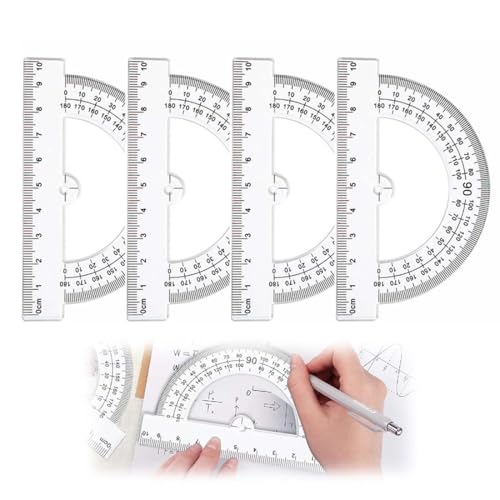 4 Stück Winkelmesser, aus Kunststoff, Goniometer 180 Grad,transparenter Kunststoff Winkelmessgerät und 180 Grad Winkelmessgerät,Geometrische Anzug, Lineal 4 Stück Winkelmesser, aus Kunststoff, Goniometer 180 Grad,transparenter Kunststoff Winkelmessgerät und 180 Grad Winkelmessgerät,Geometrische Anzug, Lineal von LKJAUOZ
