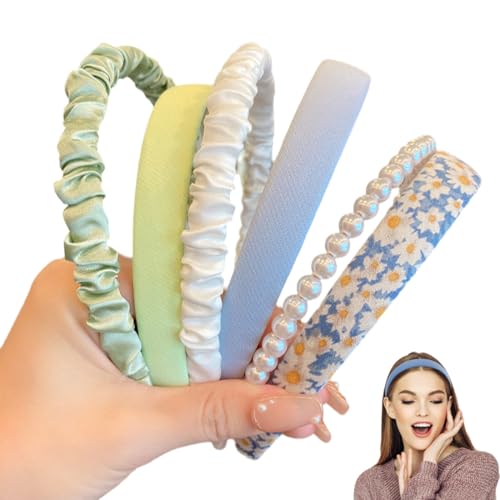 6 Stück Haarreifen Set Damen,Perlen Stirnbänder, Stirnbänd Kunststoff Haarreif Stirnbänder Haarband für Mädchen Damen,Haarreifen Damen Set Verschiedene Modelle Perlen-Stirnband von LKJAUOZ