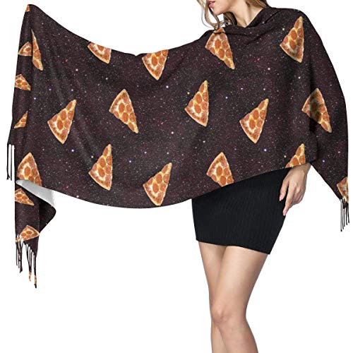 LKKPT Schal Pizza Galaxy Damen Große Weiche Cashmere Feel Schals Wraps Leichte Stola 196x68 cm von LKKPT