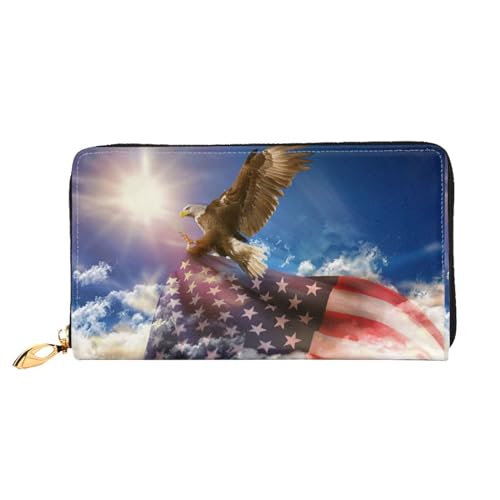 LKLDDPZB Amerikanische USA-Flagge Adler Kunstdruck Lange Leder Clutch Geldbörse - Modisch Chic und Langlebig Geldbörse mit doppelseitig bedrucktem Design, Schwarz , Einheitsgröße LKLDDPZB Amerikanische USA-Flagge Adler Kunstdruck Lange Leder Clutch Geldbörse - Modisch Chic und Langlebig Geldbörse mit doppelseitig bedrucktem Design, Schwarz , Einheitsgröße von LKLDDPZB