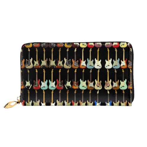 LKLDDPZB Art Guitar Pattern Print Long Leather Clutch Wallet - Modisch schick und langlebig Geldbörse mit doppelseitig bedrucktem Design, Schwarz , Einheitsgröße von LKLDDPZB