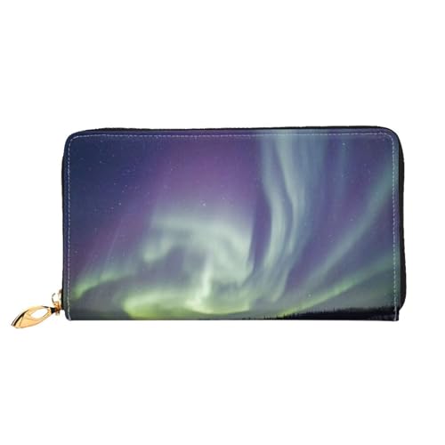 LKLDDPZB Aurora Print Lange Leder Clutch Wallet - Modisch Chic und Langlebig Geldbörse mit Full Double Side Print Design, Schwarz , Einheitsgröße von LKLDDPZB