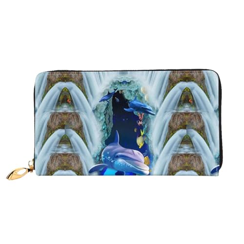 LKLDDPZB Blaue Marine Life Print Lange Leder Clutch Geldbörse - Modisch Chic und Langlebig Geldbörse mit Full Double Side Print Design, Schwarz , Einheitsgröße von LKLDDPZB