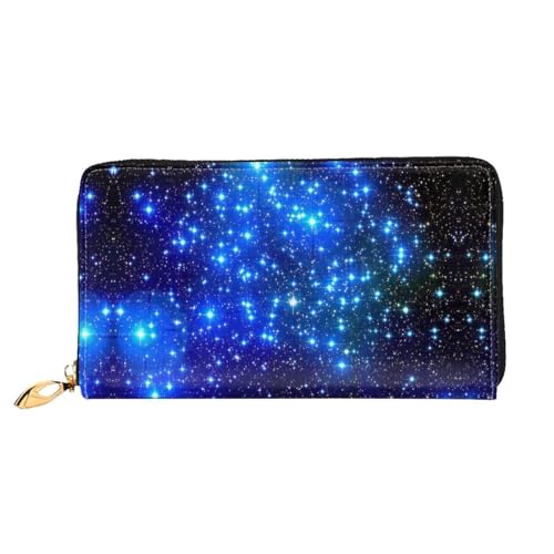 LKLDDPZB Blaue glänzende Sterne Print lange Leder Clutch Geldbörse - modisch schick und langlebig Geldbörse mit doppelseitig bedrucktem Design, Schwarz , Einheitsgröße von LKLDDPZB