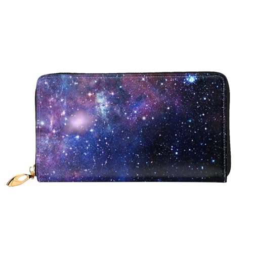 LKLDDPZB Blaue & Lila Galaxie-Print Lange Leder Clutch Geldbörse - Modisch Schicke und Langlebige Geldbörse mit doppelseitig bedrucktem Design, Schwarz , Einheitsgröße von LKLDDPZB