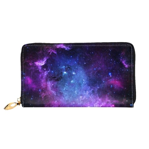 LKLDDPZB Blue Galaxy Print Lange Leder Clutch Wallet - Modisch Schicke und langlebige Geldbörse mit doppelseitig bedrucktem Design, Schwarz , Einheitsgröße von LKLDDPZB