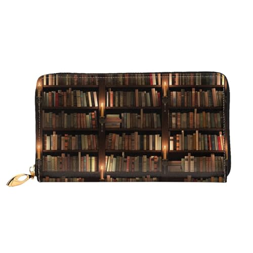 LKLDDPZB Book Room Library Print Long Leather Clutch Wallet - Modisch schick und langlebig Geldbörse mit doppelseitig bedrucktem Design, Schwarz , Einheitsgröße von LKLDDPZB