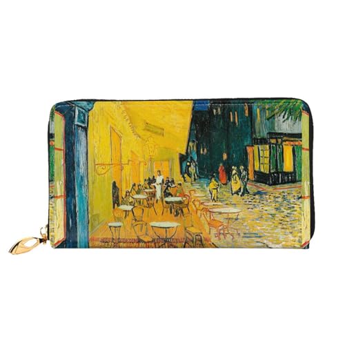 LKLDDPZB Cafe Terrace at Night Print Long Leather Clutch Wallet - Modisch schick und langlebig Geldbörse mit doppelseitig bedrucktem Design, Schwarz , Einheitsgröße von LKLDDPZB