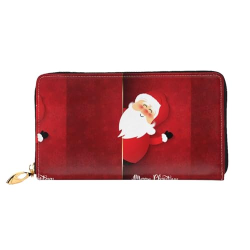 LKLDDPZB Cartoon Santa Claus Print Lange Leder Clutch Wallet - Modisch Schick und Langlebig Brieftasche mit Full Double Side Print Design, Schwarz , Einheitsgröße von LKLDDPZB