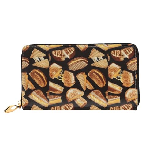 LKLDDPZB Cheese Sandwiches Print Long Leather Clutch Wallet - Modisch schick und langlebig Geldbörse mit doppelseitig bedrucktem Design, Schwarz , Einheitsgröße von LKLDDPZB