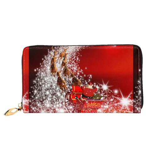 LKLDDPZB Christmas Magic Print Long Leather Clutch Wallet - Modisch schick und langlebig Geldbörse mit doppelseitig bedrucktem Design, Schwarz , Einheitsgröße von LKLDDPZB