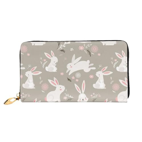 LKLDDPZB Easter Bunny Floral Print Long Leather Clutch Wallet - Modisch schick und langlebig Geldbörse mit doppelseitig bedrucktem Design, Schwarz , Einheitsgröße von LKLDDPZB