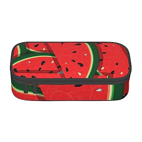 LKLDDPZB Federmäppchen mit rotem Wassermelonen-Druck, hohe Kapazität, mehrlagiges Design, langlebige Oxford-Stoff-Konstruktion, vielseitige und organisierte Lösung für Ihre Schreibwaren und Zubehör, von LKLDDPZB