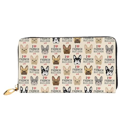 LKLDDPZB Französischer Hund Print Lange Leder Clutch Geldbörse - Modisch Schick und Langlebig Geldbörse mit doppelseitig bedrucktem Design, Schwarz , Einheitsgröße von LKLDDPZB