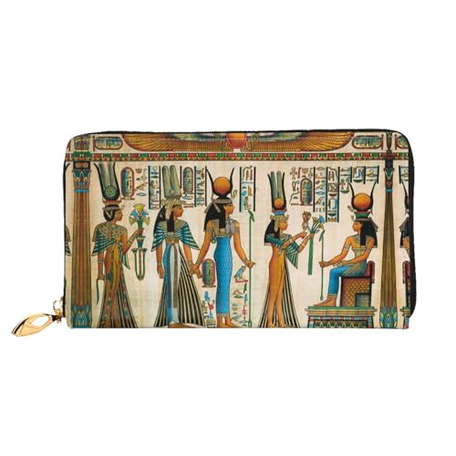 LKLDDPZB Frauen im alten Ägypten Print Lange Leder Clutch Geldbörse - Modisch Chic und Langlebig Geldbörse mit doppelseitig bedrucktem Design, Schwarz , Einheitsgröße von LKLDDPZB