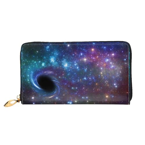 LKLDDPZB Galaxy Print Long Leather Clutch Wallet - Modisch schicke und langlebige Geldbörse mit doppelseitig bedrucktem Design, Schwarz , Einheitsgröße von LKLDDPZB