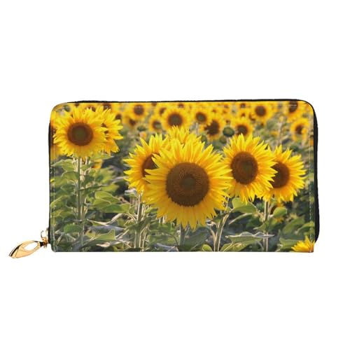 LKLDDPZB Gelbe Sonnenblumen-Blumendruck, lange Leder-Clutch-Geldbörse, modisch schick und langlebig, mit doppelseitigem Druckdesign, Schwarz , Einheitsgröße von LKLDDPZB