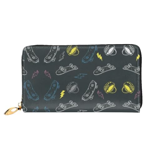 LKLDDPZB Graffiti Skateboard Print Lange Leder Clutch Wallet - Modisch Schick und Langlebig Wallet mit Full Double Side Print Design, Schwarz , Einheitsgröße von LKLDDPZB