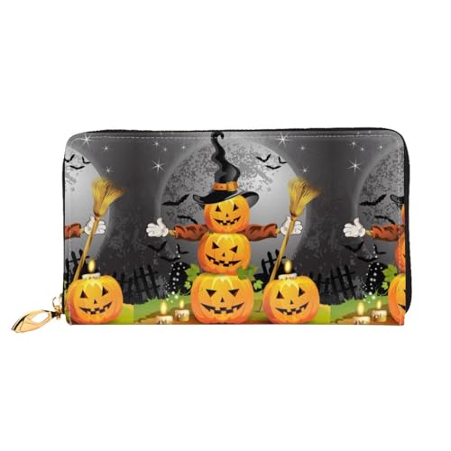 LKLDDPZB Halloween Kürbis Print Lange Leder Clutch Geldbörse - Modisch Chic und Langlebig Geldbörse mit Full Double Side Print Design, Schwarz , Einheitsgröße von LKLDDPZB