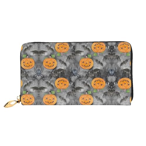 LKLDDPZB Halloween Kürbis Print Lange Leder Clutch Geldbörse - Modisch Chic und Langlebig Geldbörse mit Full Double Side Print Design, Schwarz , Einheitsgröße von LKLDDPZB