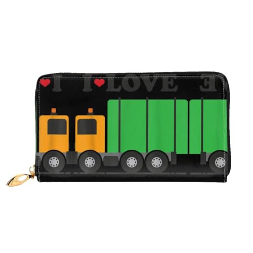 LKLDDPZB I Love Garbage Trucks Print Lange Leder Clutch Wallet - Modisch Schicke und langlebige Geldbörse mit doppelseitig bedrucktem Design, Schwarz , Einheitsgröße von LKLDDPZB