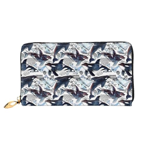 LKLDDPZB Killer Whale Print Lange Leder Clutch Wallet - Modisch Schicke und langlebige Geldbörse mit doppelseitig bedrucktem Design, Schwarz , Einheitsgröße von LKLDDPZB