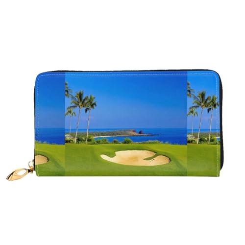 LKLDDPZB Lange Clutch aus Leder mit Golfplatz-Druck, modisch schick und langlebig, mit doppelseitigem Druckdesign, Schwarz , Einheitsgröße von LKLDDPZB