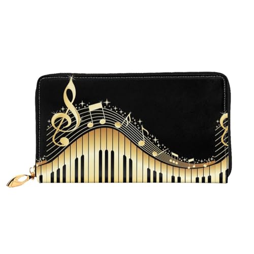 LKLDDPZB Lange Clutch aus Leder mit Musikdruck, modisch schick und langlebig, mit doppelseitig bedrucktem Design, Schwarz , Einheitsgröße von LKLDDPZB