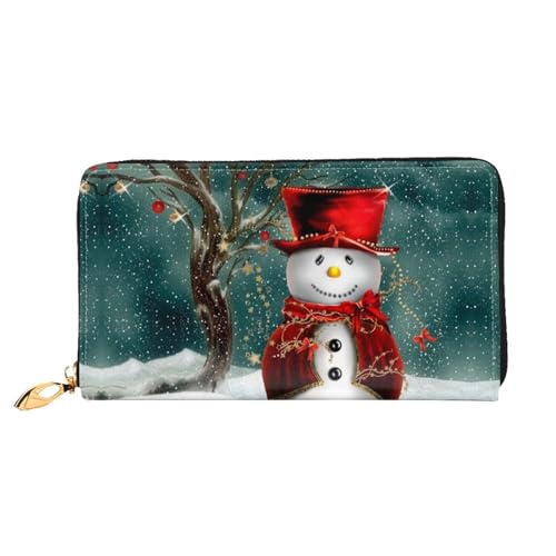 LKLDDPZB Lange Clutch aus Leder mit Schneemann-Druck, modisch schick und langlebig, mit doppelseitig bedrucktem Design, Schwarz , Einheitsgröße von LKLDDPZB