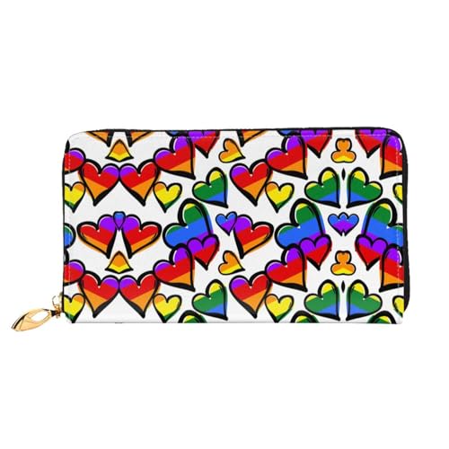 LKLDDPZB Lange Leder-Clutch-Geldbörse in Regenbogenfarben, Gay-Pride-Herzen, modisch schick und langlebig, mit doppelseitigem Druckdesign, Schwarz , Einheitsgröße LKLDDPZB Lange Leder-Clutch-Geldbörse in Regenbogenfarben, Gay-Pride-Herzen, modisch schick und langlebig, mit doppelseitigem Druckdesign, Schwarz , Einheitsgröße von LKLDDPZB