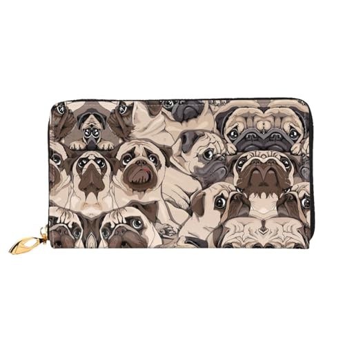 LKLDDPZB Lange Leder-Clutch-Geldbörse mit Hunde-Aufdruck – modisch schick und langlebig, mit doppelseitig bedrucktem Design, Schwarz , Einheitsgröße von LKLDDPZB