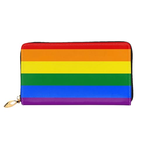 LKLDDPZB Lange Leder-Clutch-Geldbörse mit Regenbogen-Druck, modisch schick und langlebig, mit doppelseitigem Druckdesign, Schwarz , Einheitsgröße von LKLDDPZB