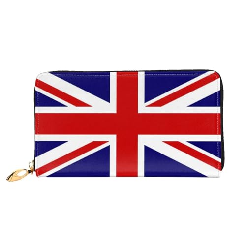 LKLDDPZB Lange Leder-Clutch-Geldbörse mit UK-Flagge, modisch schick und langlebig, mit doppelseitigem Druckdesign, Schwarz , Einheitsgröße von LKLDDPZB