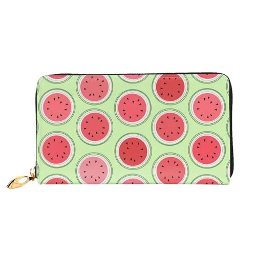 LKLDDPZB Lange Leder-Clutch-Geldbörse mit Wassermelonen-Motiv, modisch, schick und langlebig, mit doppelseitigem Druckdesign, Schwarz , Einheitsgröße von LKLDDPZB