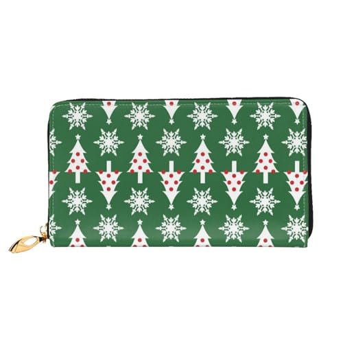 LKLDDPZB Lange Leder-Clutch-Geldbörse mit Weihnachtsbaum-Muster – modisch schick und langlebig, mit doppelseitig bedrucktem Design, Schwarz , Einheitsgröße von LKLDDPZB