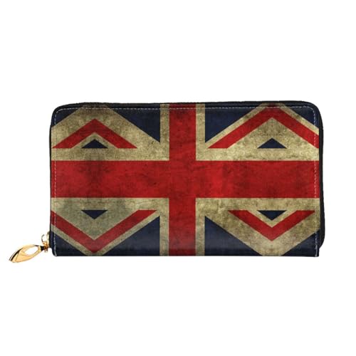 LKLDDPZB Lange Leder-Clutch-Geldbörse mit britischer Flagge, modisch schick und langlebig, mit doppelseitigem Druckdesign, Schwarz , Einheitsgröße von LKLDDPZB