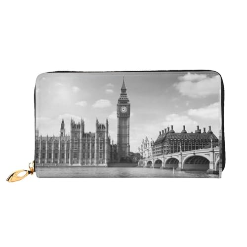 LKLDDPZB London Print Long Leather Clutch Wallet - Modisch schicke und langlebige Geldbörse mit doppelseitig bedrucktem Design, Schwarz , Einheitsgröße von LKLDDPZB