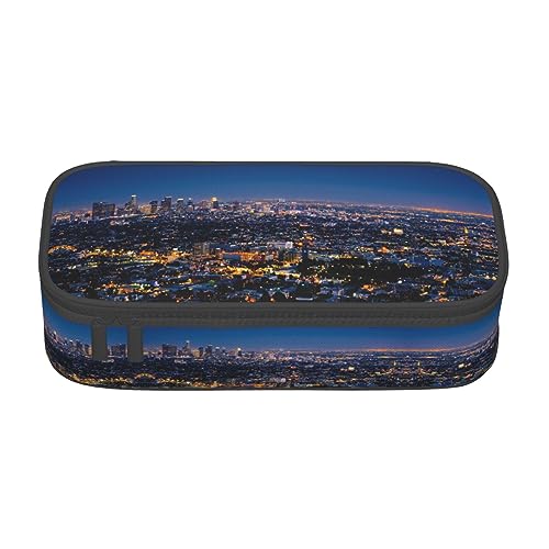 LKLDDPZB Los Angeles Sky Print Federmäppchen mit hoher Kapazität – Volldruck-Design, langlebige Oxford-Stoff-Konstruktion, vielseitige und organisierte Lösung für Ihre Schreibwaren und Zubehör, von LKLDDPZB