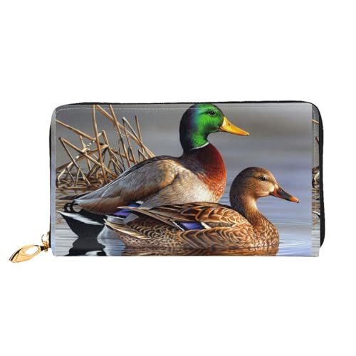 LKLDDPZB Mallard Duck Print Lange Leder Clutch Geldbörse - Modisch Chic und Langlebig Geldbörse mit doppelseitig bedrucktem Design, Schwarz , Einheitsgröße von LKLDDPZB