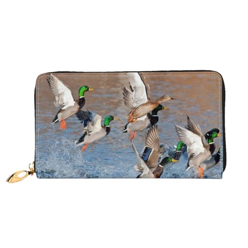 LKLDDPZB Mallard Ducks Print Lange Leder Clutch Geldbörse - Modisch Chic und Langlebig Geldbörse mit Full Double Side Print Design, Schwarz , Einheitsgröße von LKLDDPZB