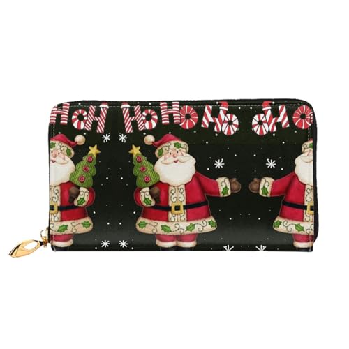 LKLDDPZB Merry Christmas Print Long Leather Clutch Wallet - Modisch schick und langlebig Geldbörse mit doppelseitig bedrucktem Design, Schwarz , Einheitsgröße von LKLDDPZB