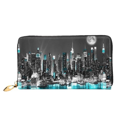 LKLDDPZB New York Paintings Print Long Leather Clutch Wallet - Modisch schick und langlebig Geldbörse mit doppelseitig bedrucktem Design, Schwarz , Einheitsgröße von LKLDDPZB