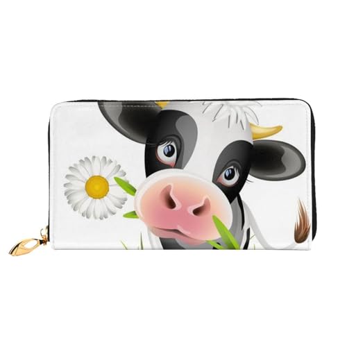 LKLDDPZB Niedliche Kuh-Print lange Leder-Clutch-Geldbörse – modisch schick und langlebig mit doppelseitig bedrucktem Design, Schwarz , Einheitsgröße von LKLDDPZB