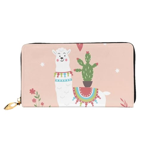 LKLDDPZB Niedliche handgezeichnete Clutch aus Leder mit Llama-Druck, modisch, schick und langlebig, mit doppelseitigem Druckdesign, Schwarz , Einheitsgröße von LKLDDPZB