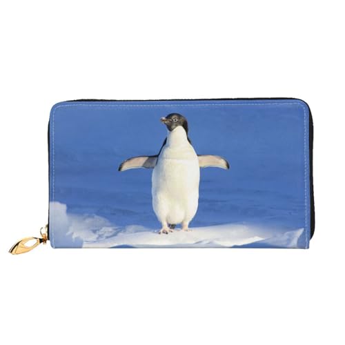 LKLDDPZB Niedlicher Pinguin-Druck, lange Leder-Clutch-Geldbörse, modisch schick und langlebig, mit doppelseitigem Druckdesign, Schwarz , Einheitsgröße von LKLDDPZB