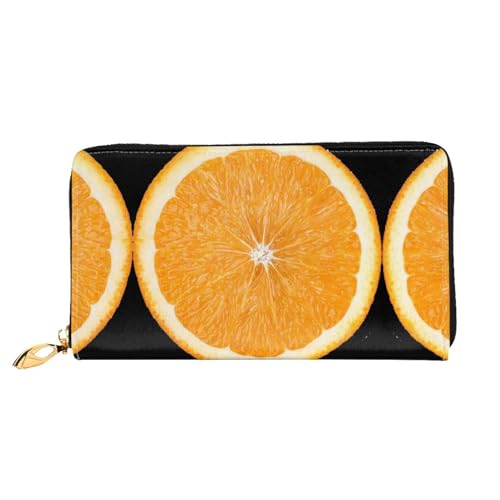 LKLDDPZB Orange Slice Print Lange Leder Clutch Wallet - Modisch Schicke und langlebige Geldbörse mit doppelseitig bedrucktem Design, Schwarz , Einheitsgröße von LKLDDPZB