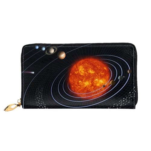 LKLDDPZB Outer Space Galaxy Solar System Print Long Leather Clutch Wallet - Modisch Chic und Durable Wallet mit Full Double Side Print Design, Schwarz , Einheitsgröße von LKLDDPZB
