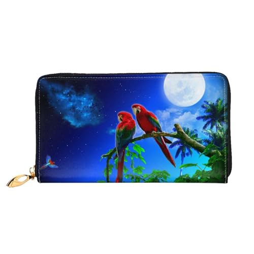 LKLDDPZB Papageien Print Lange Leder Clutch Wallet - Modisch Schicke und langlebige Geldbörse mit doppelseitig bedrucktem Design, Schwarz , Einheitsgröße von LKLDDPZB